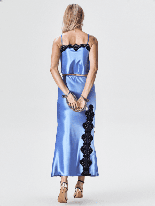 Ensemble haut court et jupe nuisette en satin et dentelle – Image 6